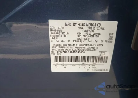 2018 Ford Edge Se из США, поврежденный, VIN 2FMPK3G97JBC45808